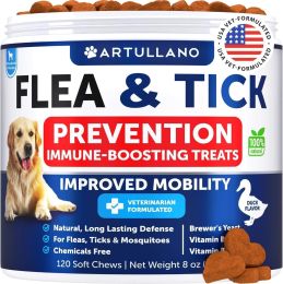 Flea and Tick Prevention for Dogs Chewables Natural Flea Treatment Supplement for Small & Large Dogs with Vitamins Immune Support Chews Pest Defe